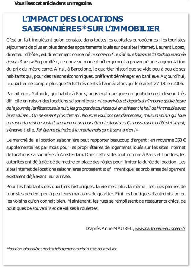texte sur l'immobilier